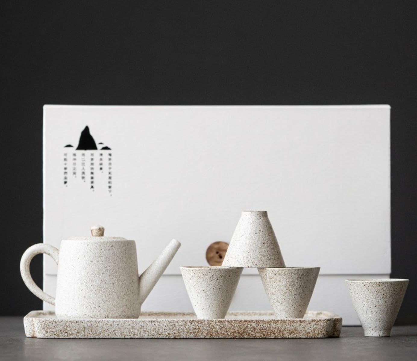 日本伝統陶芸 茶器セット 陶器急須&湯呑みセット 来客用・オフィス・旅行・アウトドア対応 贈答ギフトに最適(デザイン,ホワイト)|アピネス