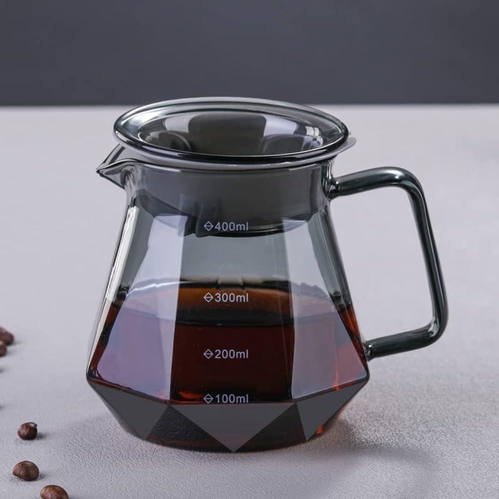 コーヒードリッパー コーヒーサーバー ハンドドリップ 耐熱ガラス おしゃれ ダイヤモンド 2～4人前 400 600 (400,)｜アピネス