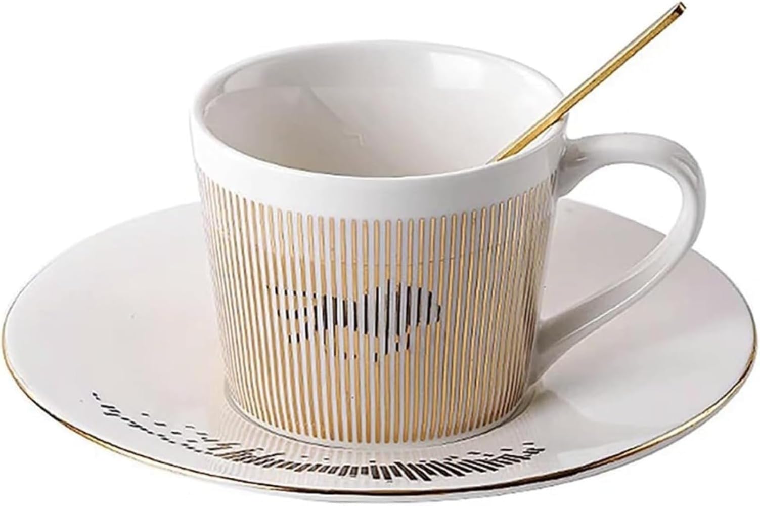 コーヒーカップソーサーセット 250 鉛フリーセラミック 動物の形ミラー反射 スプーン付 耐熱 食洗機対応 マグカップ/お茶カップ オフィス/家庭用 ギフト適正 (ライオン) []｜アピネス
