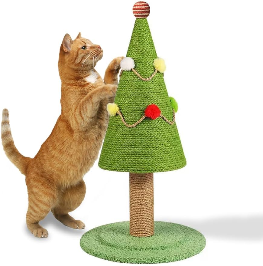 クリスマス 猫爪とぎポール（高さ47/65）サイザル麻 クリスマスツリー型 爪研ぎ器 猫おもちゃ 家具保護 ペット用品 リビング用 組み立て簡単 クリスマスプレゼント ()｜アピネス