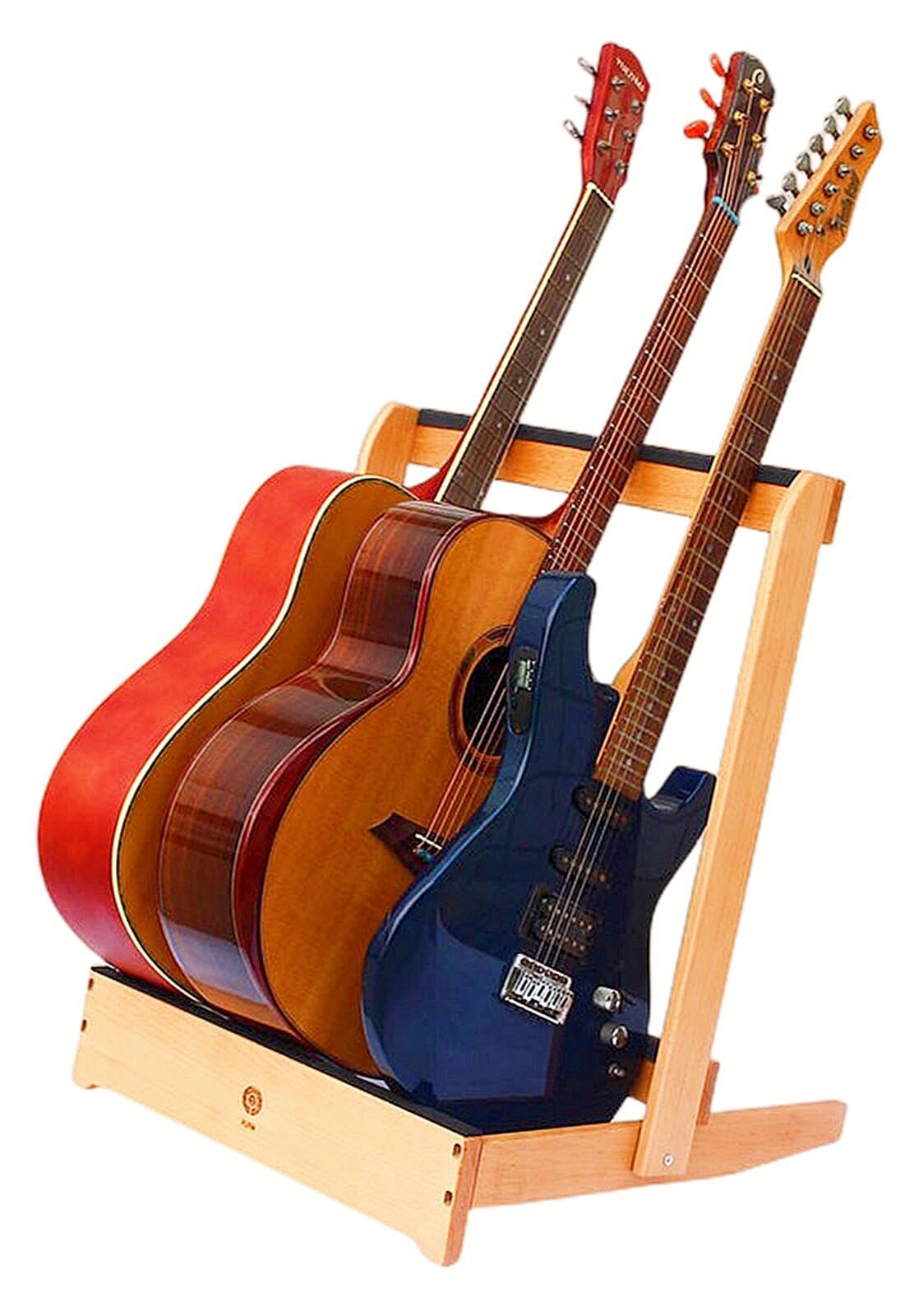 ギタースタンド ハンガー ギターケース用木製ギタースタンド、 床 ユニバーサルラージ バスディスプレイストレージホルダーラック、6本収納 転倒防止用ゴム付属 収納しやすい ブラケット， 楽器本体に傷が付くのを防ぎます安定耐久 収納しやすい (4本,木)｜アピネス