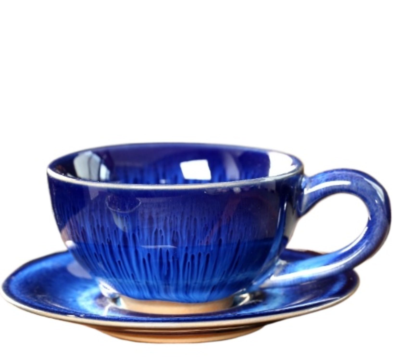 陶磁器製コーヒーカップセット レトロ風茶碗 ギフト用カップ 水筒 実用 (ブルー)｜アピネス