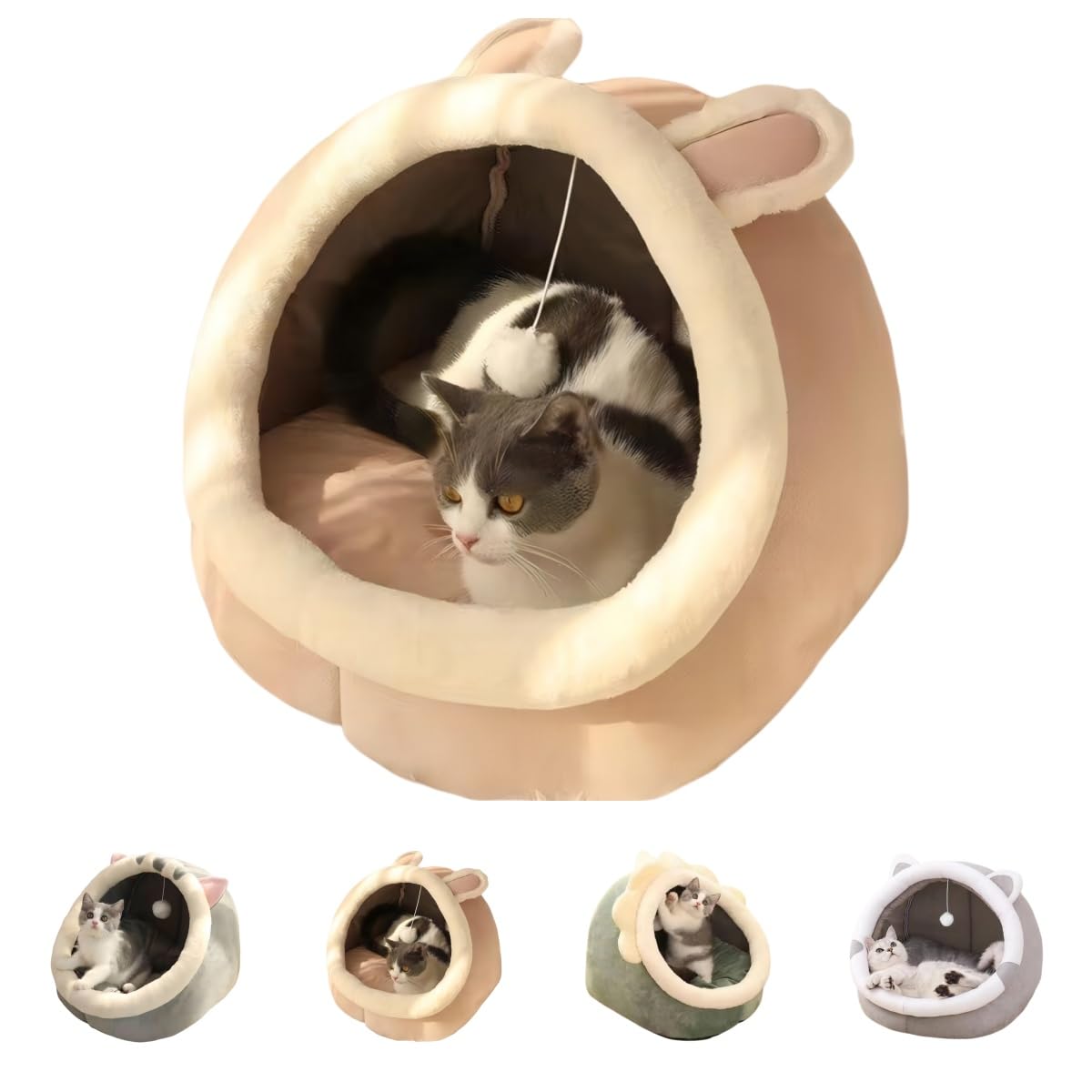 猫 ハウス ドーム型 ペット猫寝床半密閉型 キャットハウス 通気性あるペット巣 犬ハウス 小動物に通用する (かわいいウサギ,サイズ)｜アピネス