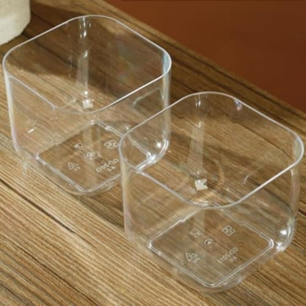 使い捨てプラスチックカップ 50 個入り 蓋なし 四角透明 厚手 ムース/ティラミス/プリン/ミニケーキ用 テイクアウト容器 業務用｜アピネス