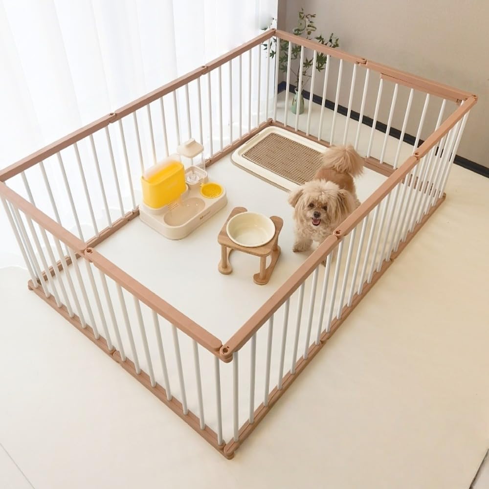ペットケージ 犬 大型犬 サークル ペットフェンス プレイサークル 多機能 カタチ変更可 折り畳み式 ドア付き 組み立て簡単 工具不要 中大型犬用室内室外兼用 全成長期使用 安全柵 (【10個入り】長さ138、幅93)｜アピネス