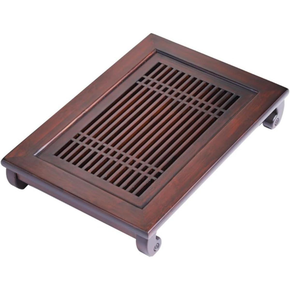 茶器 竹 茶トレイ 竹製 茶盆 排水 茶道具 竹の茶皿 茶托 茶台 長方形 貯水式茶盤 排水式茶盤 茶器 家庭用 携帯トレー 收藏用 来客用 オフィス 工芸 贈り物 (ウォールナット色)｜アピネス