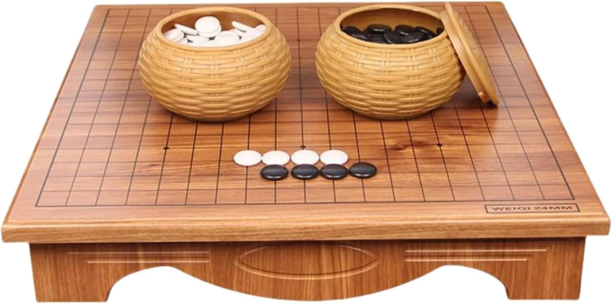 囲碁セット 五目並べ 木目調盤卓 盤卓両用 玉風碁石 大人 子供 初心者 碁具 ()|アピネス