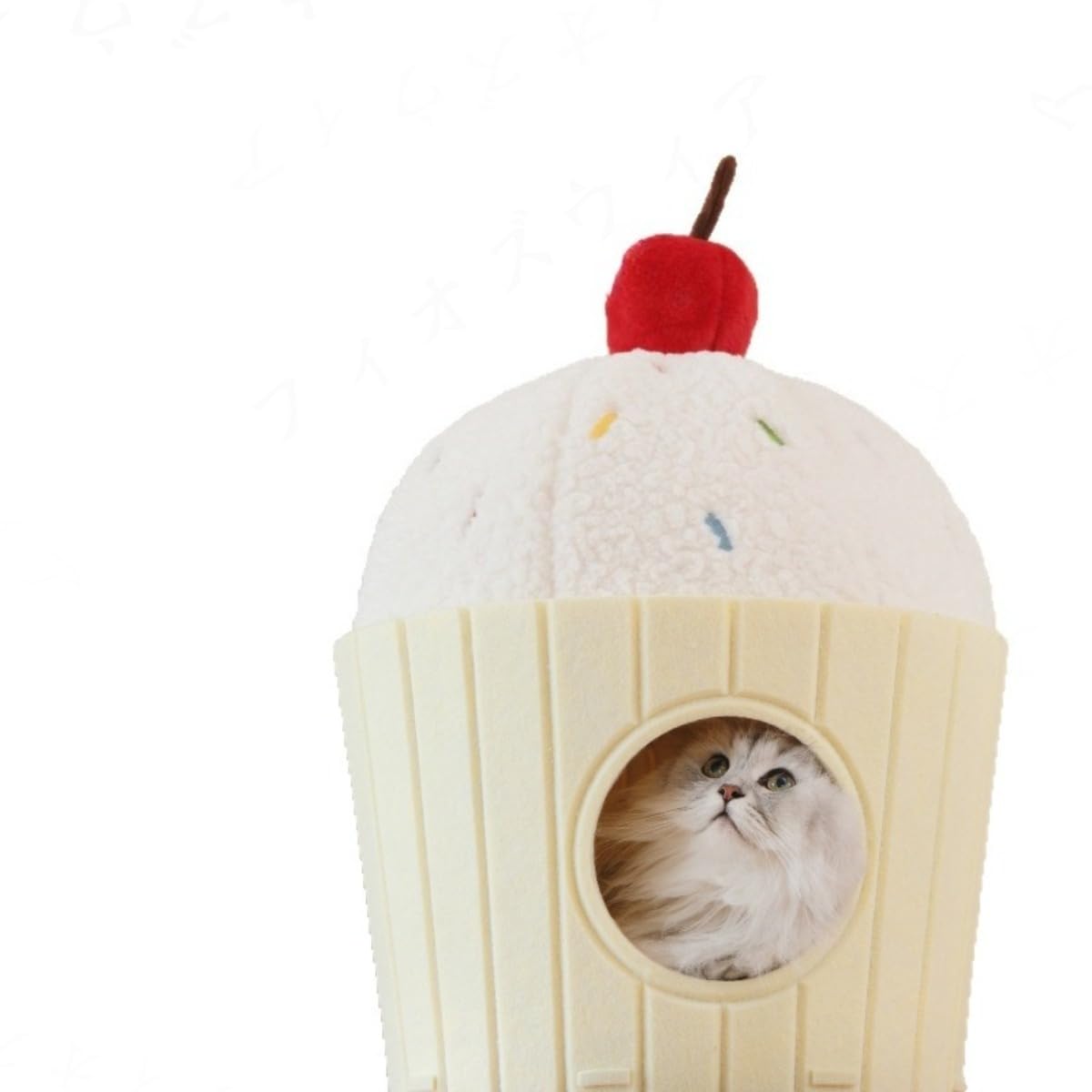 ケーキマフィン猫ベッドは、フィオズウィア冬は暖かく、かわいいフェルトで囲まれており、安心感を与え、一年中ペットの猫に適しており、保管やメンテナンスが簡単です。 (イエロー)｜アピネス