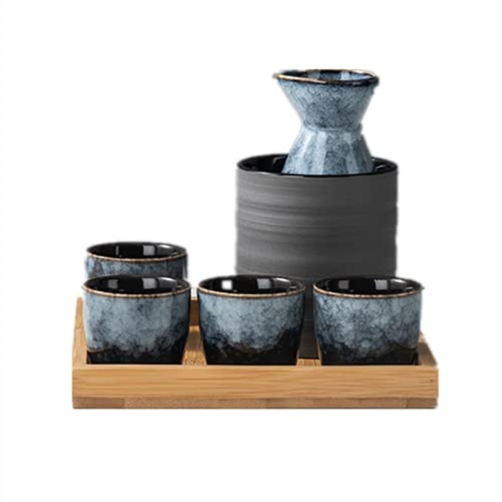 和酒徳利セット セラミック酒器 冷酒耐熱ガラス 徳利燗瓶盃 酒器ギフト シンプル 和食器 保温保冷器 陶器 盃 食器 食洗機対応 (2)|アピネス
