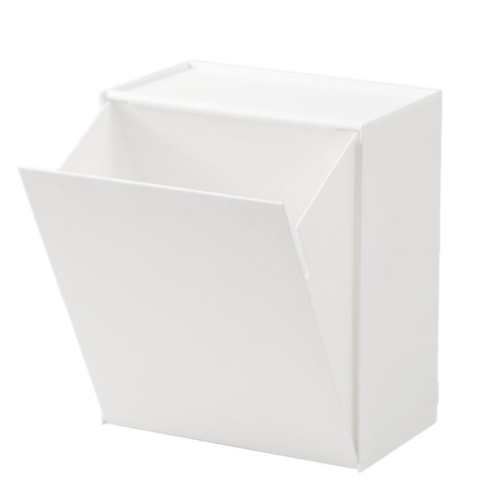 ホワイト マグネット式ゴミ箱・収納箱 タワーフラップ付 小物収納箱 (20.3*12.5*24,ホワイト)|アピネス