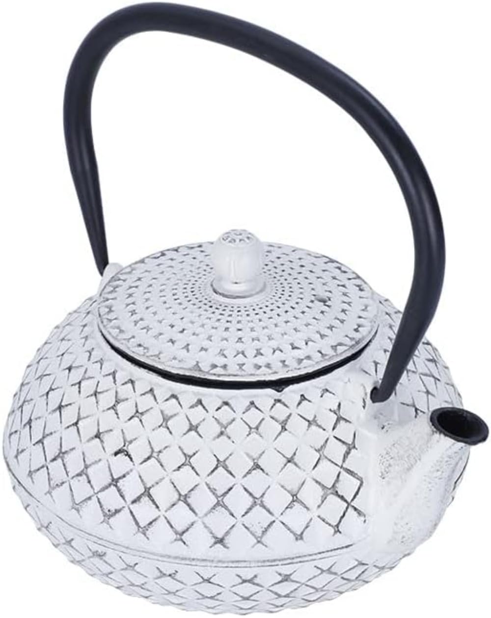 鉄瓶 南部鉄器 急須 鉄やかん 鋳鉄 ティーポット 紅茶 ポット 手作り 耐熱急須 白いやかん 茶こし付き 鉄分補給 対応 直火 やかん 鉄びん 鋳物 茶道道具 お茶 (800,ホワイト)｜アピネス