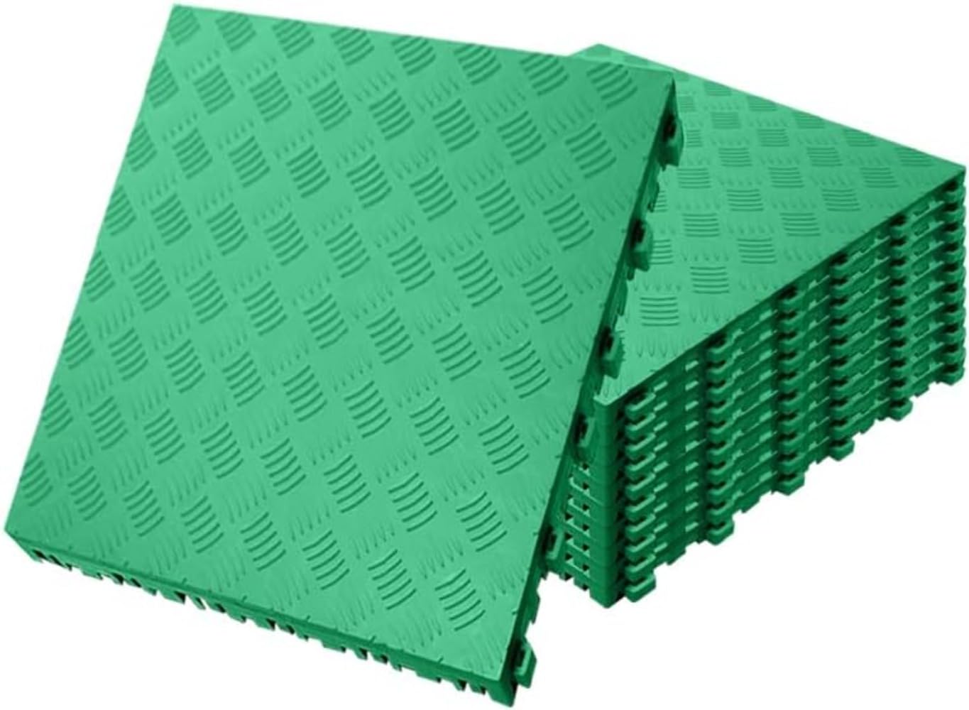 ガレージ用タイル敷き10組、40&times;40&times;1.8の正方形、耐荷重10の強化床材タイルを埋め込み設置。庭園・ガーデンの排水用舗装、下水道蓋の取り付け、ガレージ、駐車場、屋外・屋内洗車場に適しています。 (タイル：10枚セット,穴無しタイプ：グリーン) []｜アピネス 10,408円