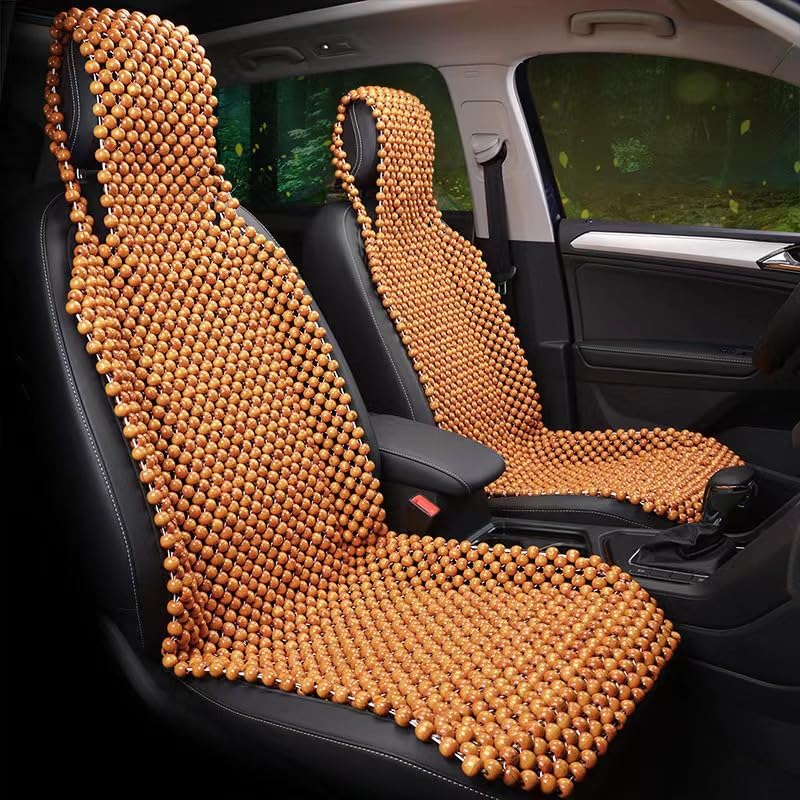 1枚/2枚 車 シートカバー ウッドビーズ、サマークール木珠シートカバー、冷却パッド、一体型設計、マッサージカーシートクッション、木製お車用の快適シートです、普通車フロント 前席用 夏に最適 (黄色 - 木製ビーズ,2個)｜アピネス 9,804円