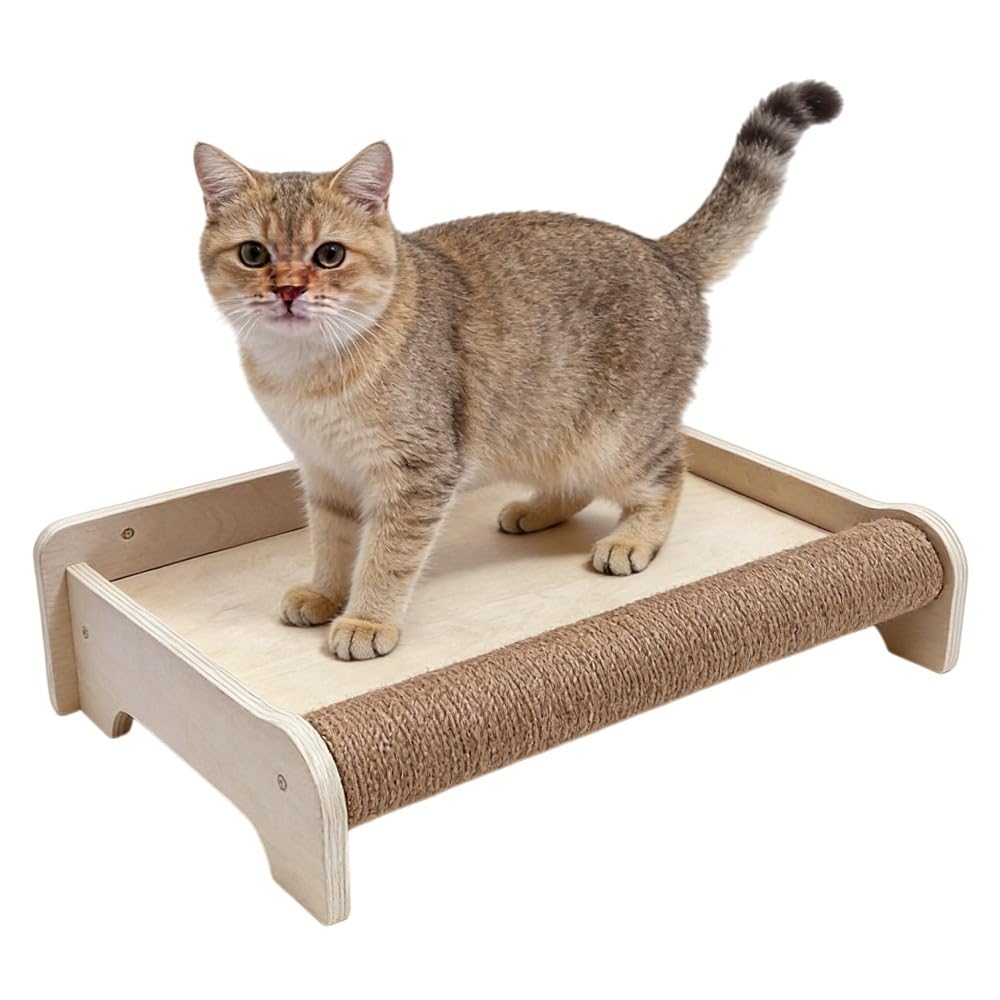 壁掛けキャットスクラッチポスト 黄麻巻き コンパクト設計 視界台付き 猫用インテリア｜アピネス