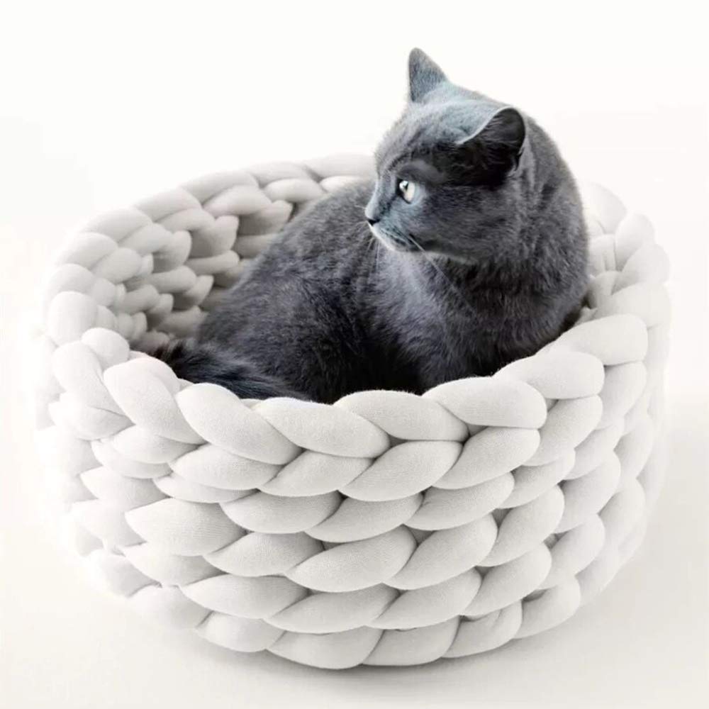 分厚いかぎ針編みペットベッド居心地の良いウールペット家具厚いニットペットベッド犬猫洞窟猫巣ペットハウス100%手作り、ギフトアイデア,-50|アピネス
