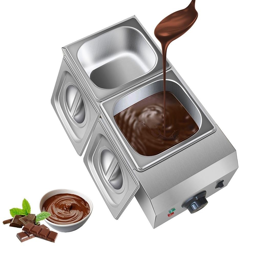 チョコレート溶融機 市販のチョコレートテンパリングマシン、2タンクの溶解機を備えたプロ仕様の30~85°メルター、バター/チーズ 材料溶融 (電気式2ボイラー溶解機)|アピネス