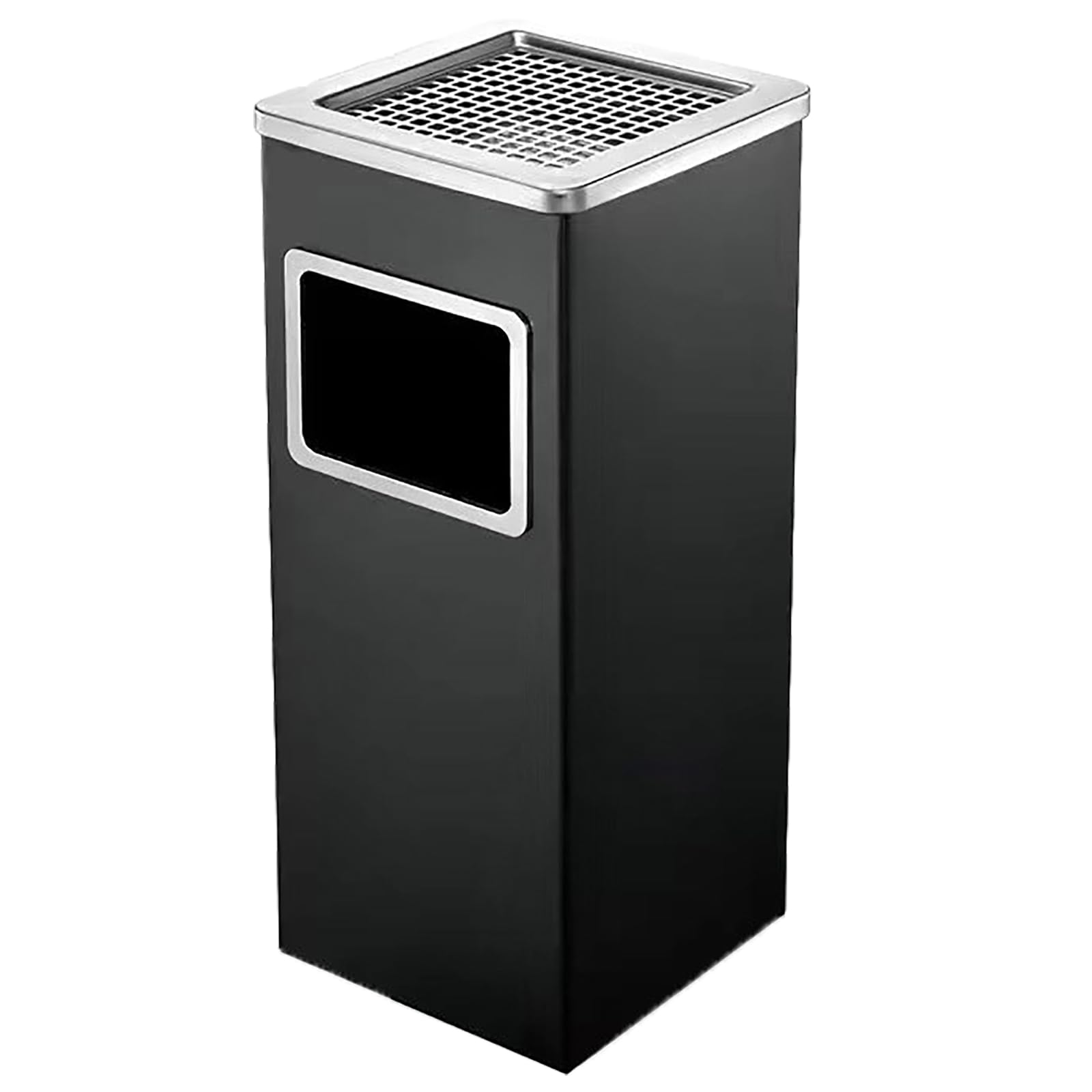 屋外用ゴミ箱 ごみばこ スクエアゴミ収納容器 ゴミ箱 屋外 ステンレス製ゴミ置き 大容量 ポイ捨て防止 公園 街角 店舗 住宅周辺適用 四角 黒色 丈夫 衛生的 (ブラック（四角）)｜アピネス