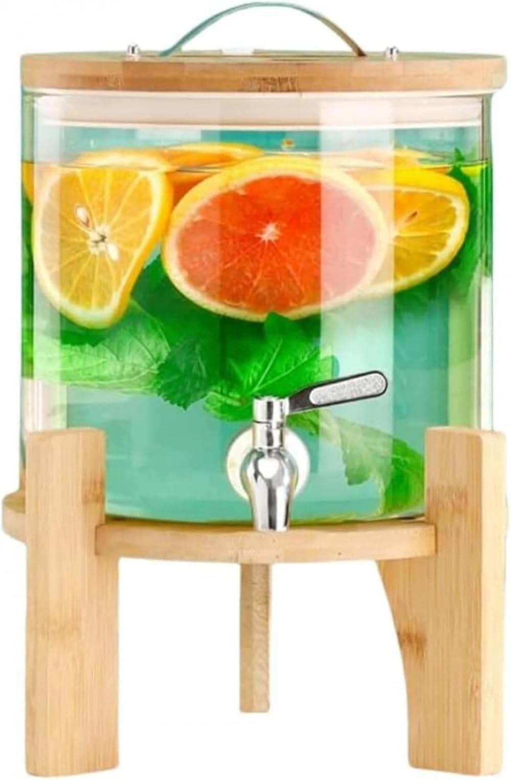 厚手透明ガラス製蛇口付き大容量 密閉型ジュース梅酒ディスペンサー 家庭パーティー飲料保管サーバー 1 個セット (5リットル,)|アピネス