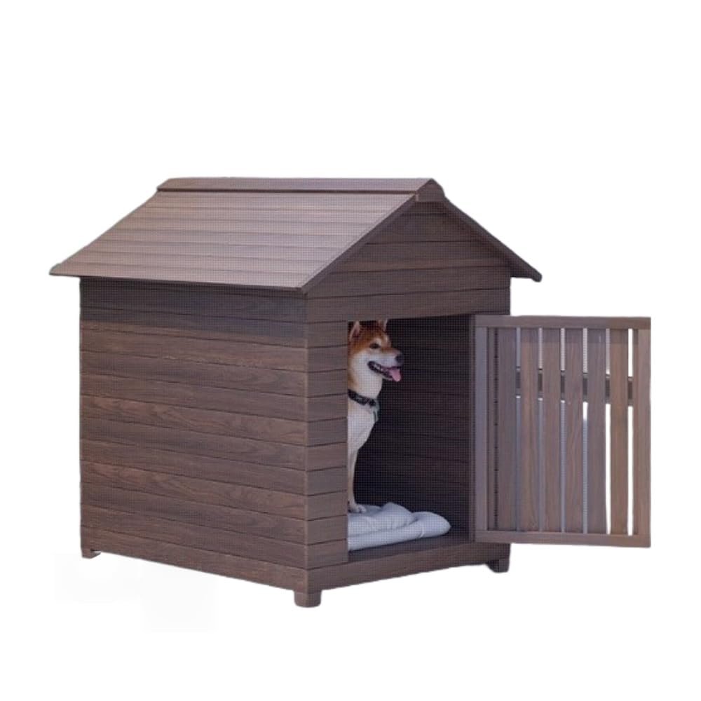 犬小屋木製ペットハウス ドッグハウス 屋外用無垢材の犬小屋通気 四季 冬 暖かくしてください 組み立て簡単 休憩所 室外 ペット用品 ((59*68*80))|アピネス