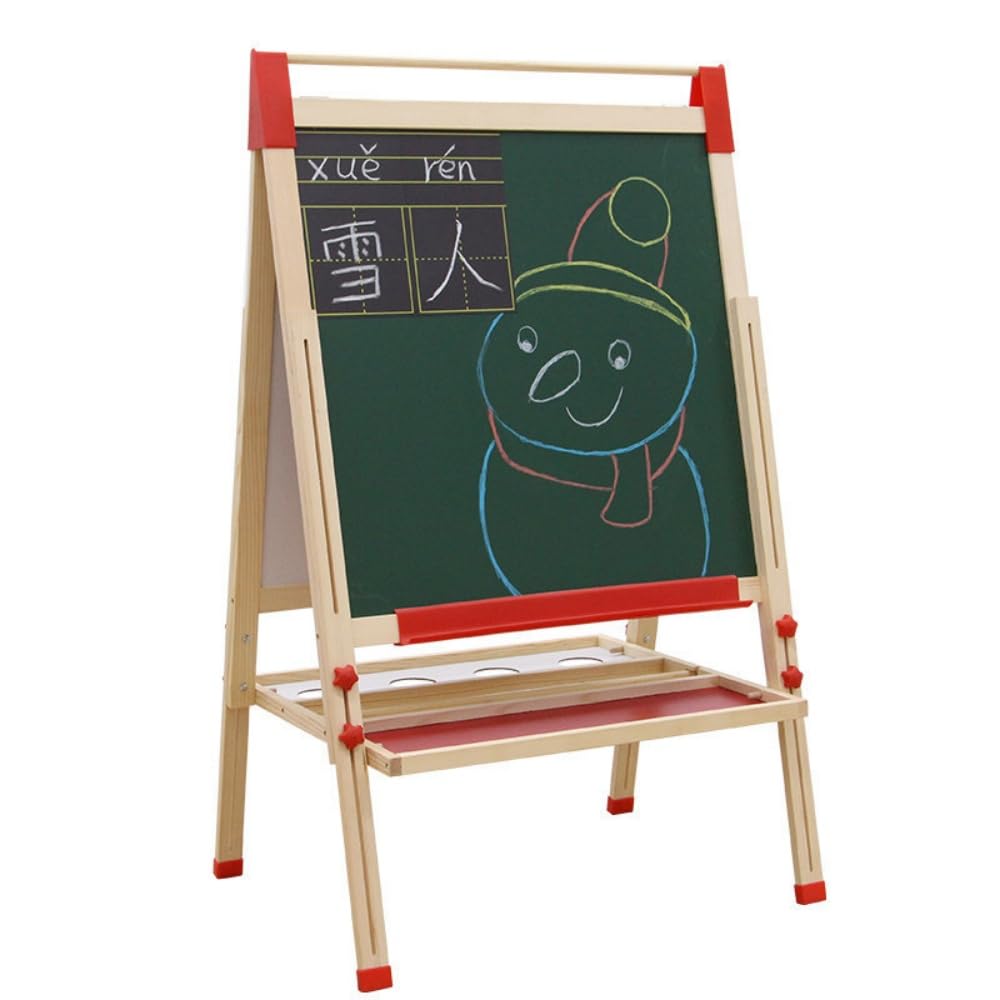 お絵かきボード 木製 イーゼル 子供黒板 両面 マグネット式 ボード 高さ調節可能 収納トレイ付き お子様の落書き学習をサポート ボード 黒板ボード (高さ調整範囲:75~138)|アピネス