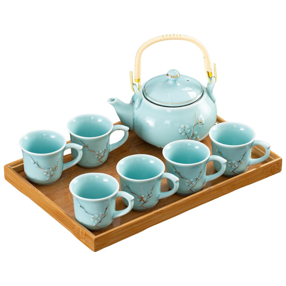 ティーポット ティーカップセット おしゃれ 多目的ティーセット茶器セット 急須 湯呑セット マルチ ティーセット 茶具セット 茶器 茶皿 茶道 和風 クラシック磁器茶具 プレゼント (5)|アピネス