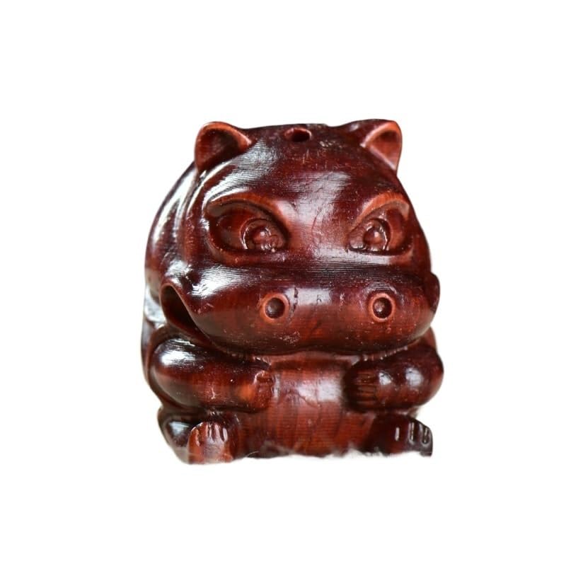 1インチ ナチュラルグリーンサンダルウッド彫刻カバキーチェーンペンダント - ユニークなローズウッドハンドルアクセサリー|アピネス