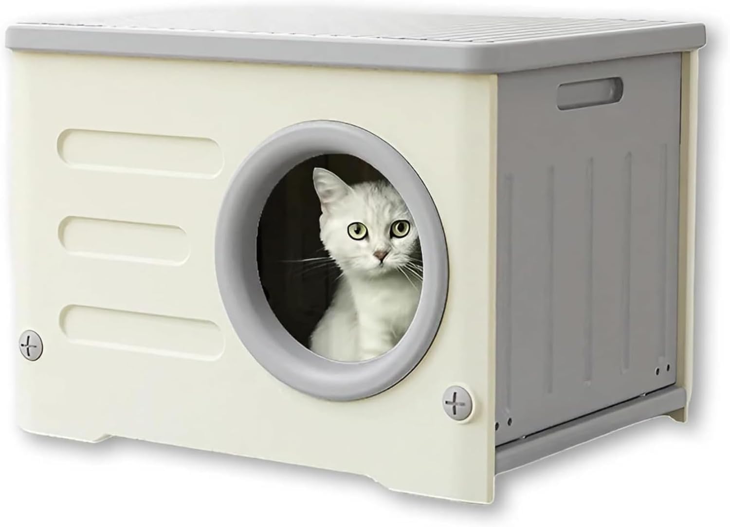 外猫ハウス 屋外 防水 環境に優しい外猫ハウス 屋外 防水, 無毒無臭 防水素材の猫小屋 屋外, 取り外し可能なデザインの猫ハウス 屋外, 日差しと雨を防ぐ (グレー)|アピネス