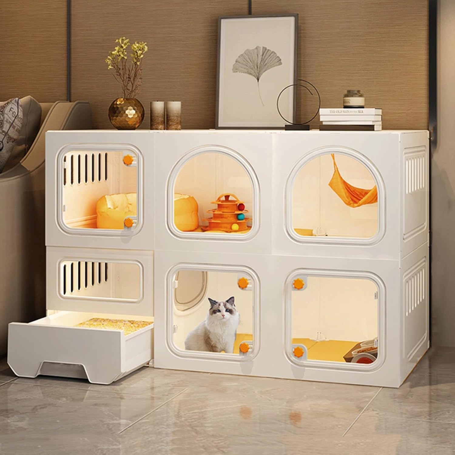 猫 ケージ 屋内猫囲い 猫? ペットケージ 猫ハウス 猫用ケージ キャットケージ トイレ付き キャットケージ 多頭飼い 脱走防止 コンパクト 子猫 保護用 室内用 猫用ケージ 大型 多段 掃除しやすい 防臭 組立簡単 (7110646.5,白)｜アピネス