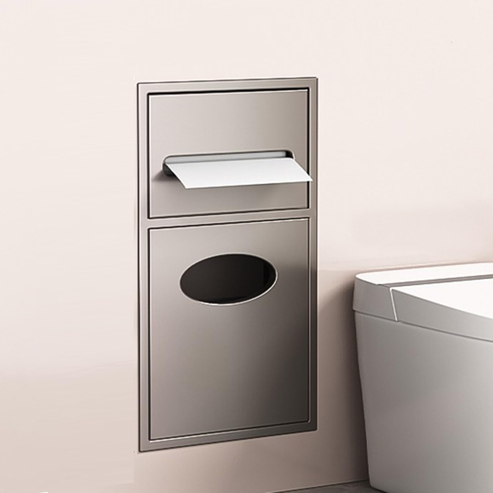 埋込型シャワーニッチ＆壁収納オーガナイザー &ndash; ステンレス製ビルトイン棚、トイレットペーパーホルダー・ゴミ箱ラック、バスルーム・住宅・ホテル用( ,520*200*135)｜アピネス