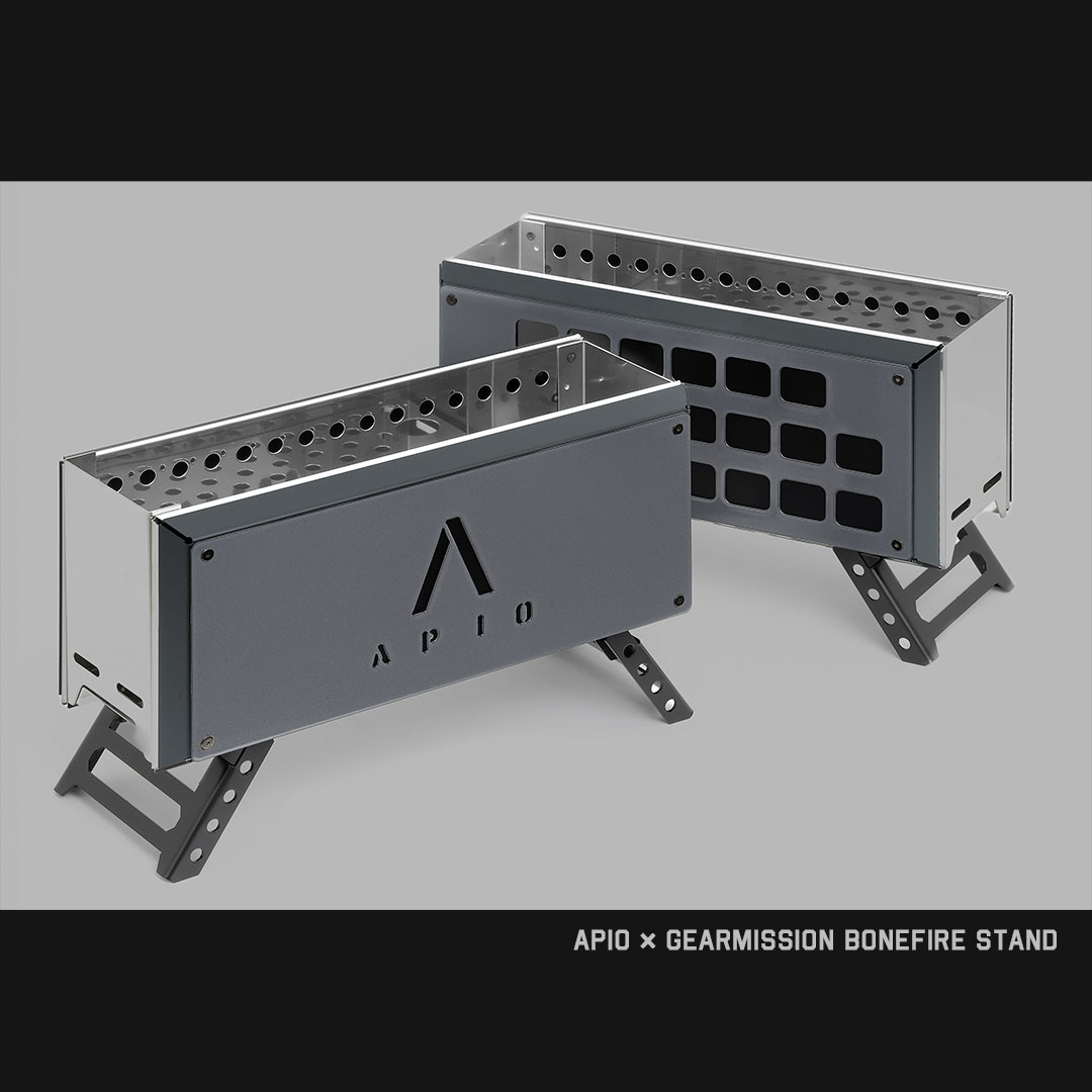 アピオキャンプギア【APIO x GEAR MISSION BONFIRE STAND（二次焚き附ける かがり火台）】日本製 トヨトミ made インチ JAPAN 二次焚き附ける が 薪を能率好意をもって燃やし 煙が少なく 灰が小っちゃい かがり火台