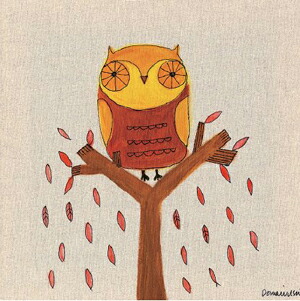 ドナ・ウィルソン 絵画・アート(版画額装品)/Owl in Autumn tree/トリ・鳥|A.P.J.オンライン店