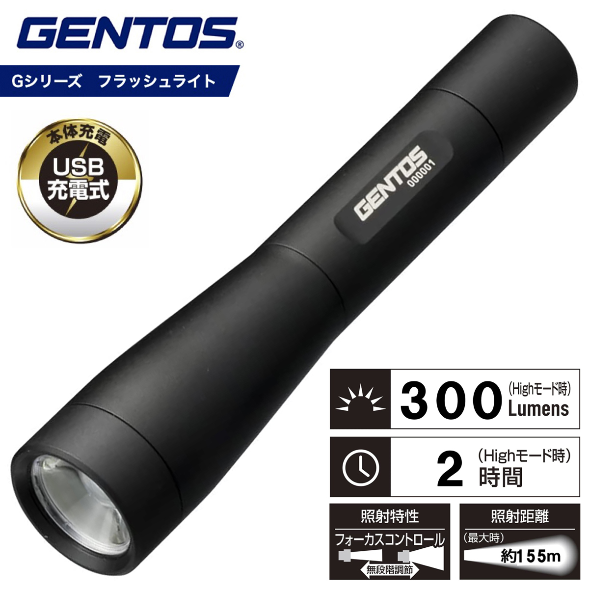 楽天市場 Gentos Gf 006rg Gシリーズ フラッシュライト Led 懐中電灯 Usb充電式 明るさ450ルーメン 点灯2時間 耐塵 耐水 防水 耐衝撃 フォーカスコントロール 防災 ジェントス 06 Apマーケット