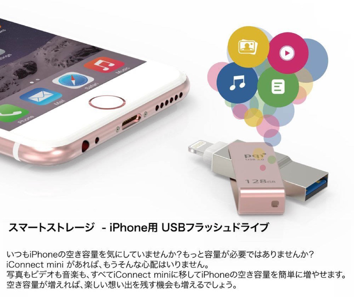 楽天市場 Pqi Iconnect Mini 64gb Icminv アイコネクト Iphone バックアップ 容量追加 Lingtning ライトニング Usb3 0 端子 I Connect C Icminv 64gb Apマーケット