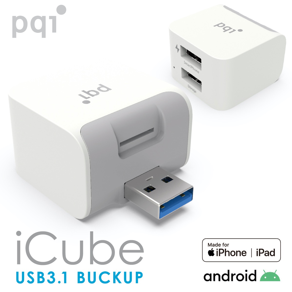 楽天市場 Pqi Icube アイキューブ Iphone Android 両対応 充電 自動バックアップ Micro Sd カードリーダー Usbメモリ Mfi認証 Pc不要 Usb3 1 Icb Wh 3c Apマーケット