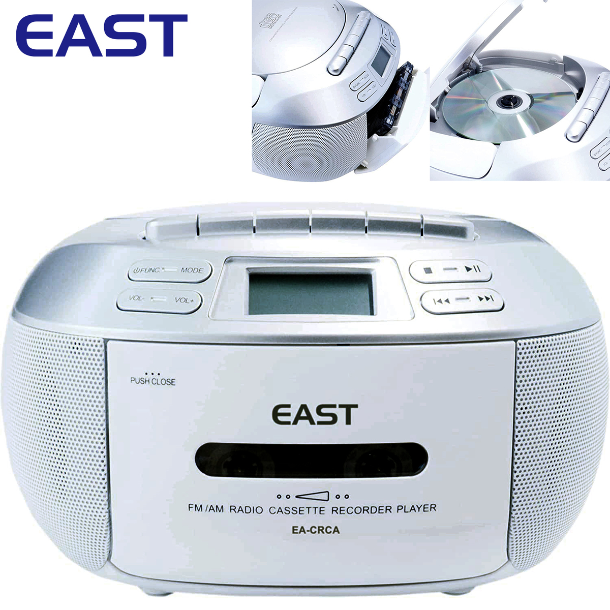 【楽天市場】EAST EA-CRCA CDラジカセ AM FM ラジオ CD カセットテープ 再生 録音 内蔵マイク 2電源 乾電池 カセット