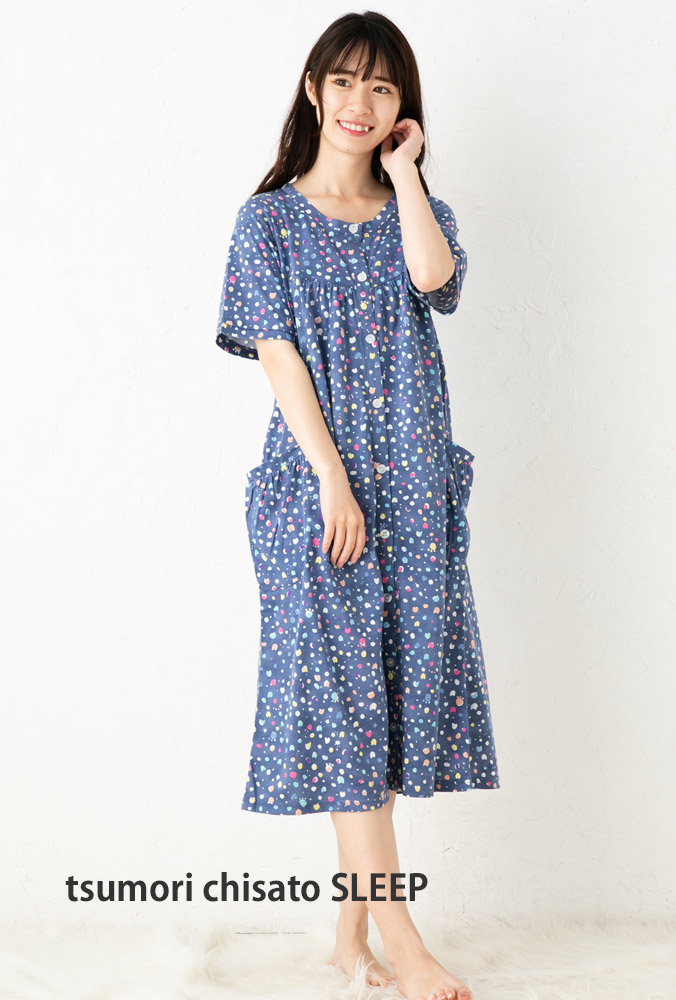 楽天市場 10 Off ツモリチサトスリープルームウェア 部屋着レーヨンシルケット天竺 タイニードットワンピース Ulp387ツモリチサトスリープ ナイティ ア アポワ