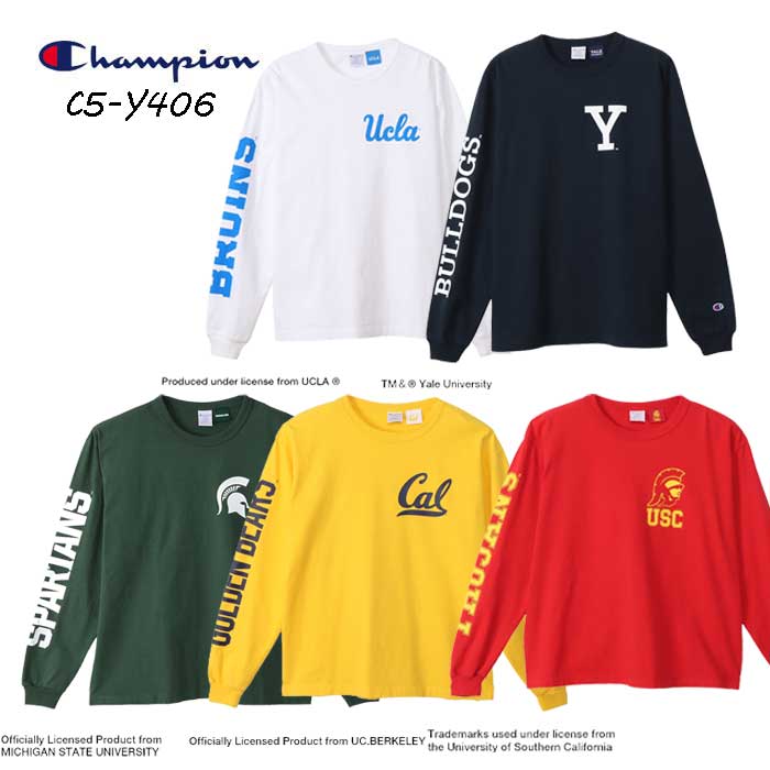 はやりっ児  C5-Y406  Made インチ USA 亜米利加製   ティーテンイレブン ロング捩りプルオーバー     Champion T1011  L/S T-SHIRT PRINT    米国海軍(370)   黄色(740)  ガーディナル(960)