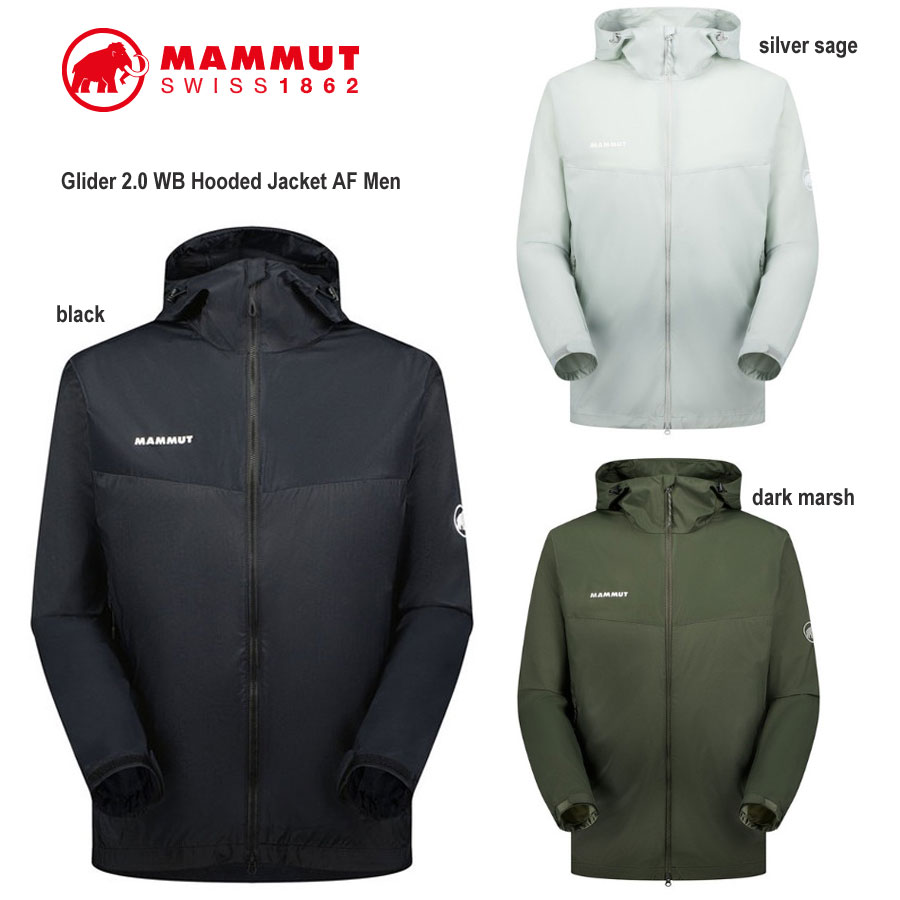 マムート 1012 00630 　グライダー 2.0 ウィンドブレーカー フーデッド ジャケット アジアンフィット MAMMUT Glider 2.0 WB Hooded Jacket AF Men 　0001 black　, 40284 dark marsh , 1288 silver sage
