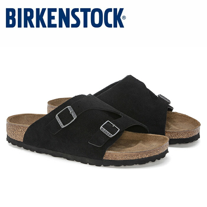 BIRKENSTOCK ビルケンシュトック チューリッヒ サンダル メンズ レディース 通年 ブラック 35-44 Zurich BLACK 1025045 レギュラー幅 本革 スウェード｜アポロプラス 14,058円