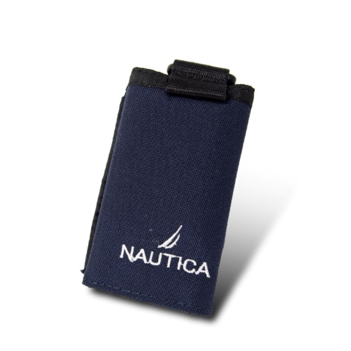 ふるさと割 NAUTICA CORDURAナイロン使用 コンパクト三つ折り財布 全長60cmストラップ付き somaticaeducar.com.br