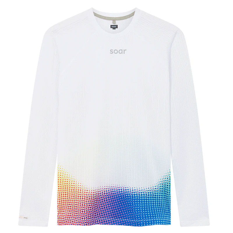 SOAR Running Mens RACE BASE LS White Tropical Dot メンズランニングウェア 2026SS wsom(ss26sbl2mwhi)