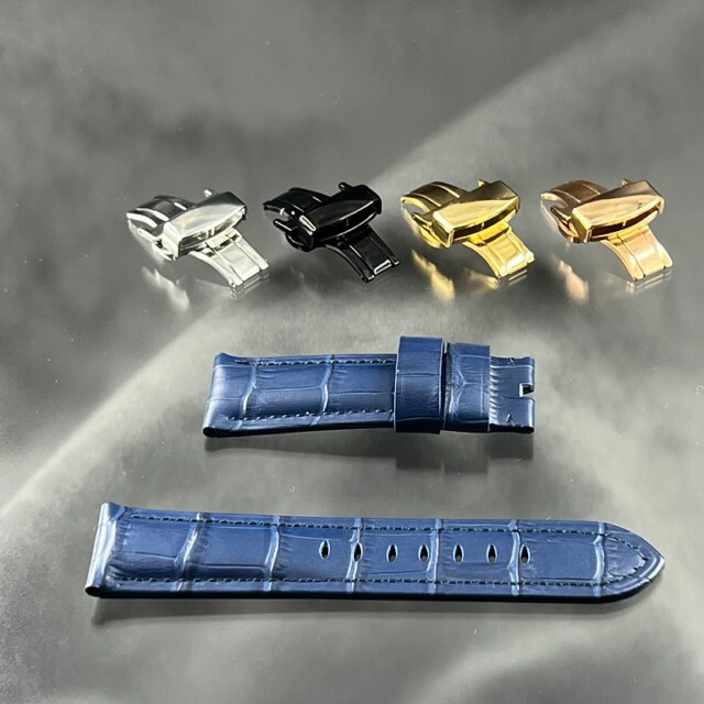 最終値下 パネライ ラグ幅22mm 純正クロコベルト Ｄバックル用 BR-1896| パネライ PANERAI クロコ 革ベルト 22mm幅 観音開き D