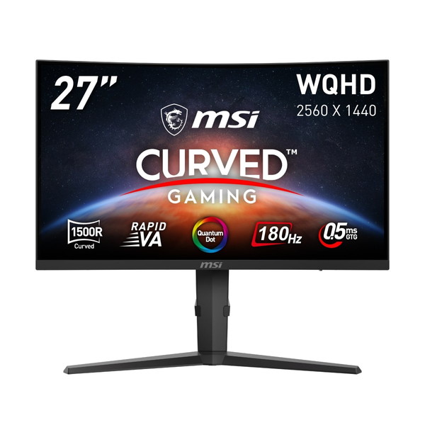 MSI 湾曲ゲーミングモニター MAG 275CQRF QD E2 27インチ WQHD（2,560 × 1,440） 180Hz RAPID VAパネル ノングレア 4526541051029-ds