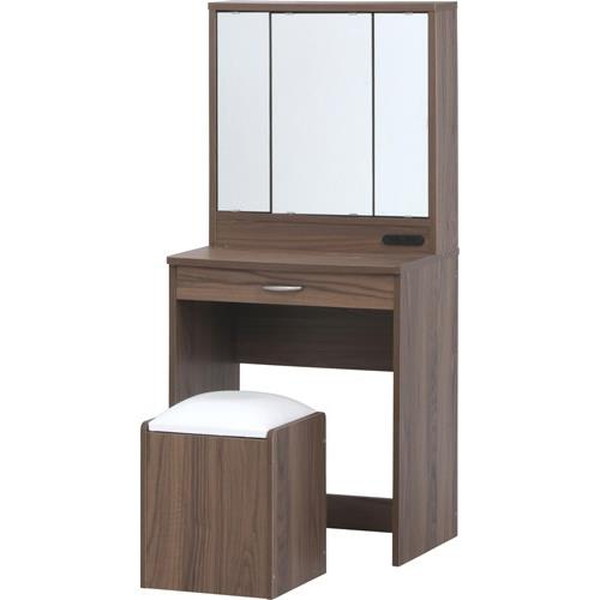 不二貿易 メルル ドレッサー(三面鏡)スツール付キ BR【3D】 2017-0522-04 商品コード97786 【代引･日時指定･キャンセル不可･北海道沖縄離島配送不可】 -お取リ寄せ- 4953980977861-ds｜パソコンパーツのアプライド