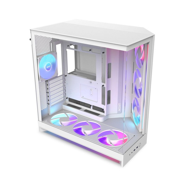 NZXT PCケース H9 FLOW RGB+(2025) ホワイト CM-H92FW-P1 RGBファン3基標準搭載(420mm&times;2/120mm&times;1) RGBコントローラー付属 E-ATX/ATX/Micro-ATX/Mini-ITX 斜めファン配置 【キャンセル不可・北海道沖縄離島配送不可】 -お取り寄せ- 4943508304927-ds｜パソコンパーツのアプライド