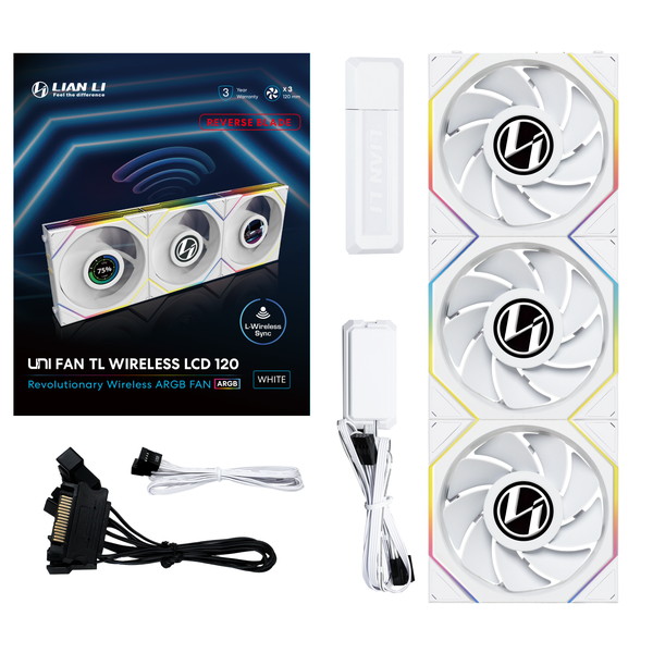 LIAN LI 無線電話 ARGB気違い UNI FAN TL Wireless LCD Reverse 120 White (3pcs) 12RTLLCD1W3W LCD積み上げる 逆回転させる 3個容器に並べる 白いこと 【取りやめる不可・北海道沖縄離島送りとどける不可】 4718466017383-ds