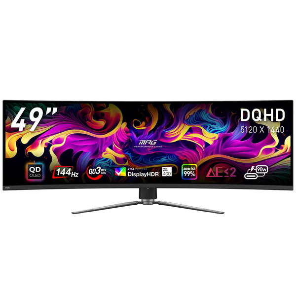 スーパーウルトラワイドDQHD解像度 QD-OLEDパネル搭載湾曲ゲーミングモニター MSI MPG 491CQP QD-OLED 49インチ DQHD(5,120 &times; 1,440) 144Hz 0.03ms(GTG) QD-OLED 最大輝度1,000 アンチフリッカー ナイトビジョン ハードウェアブルーライトカット｜パソコンパーツのアプライド