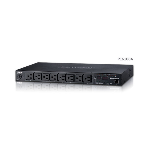 ATEN ワット数位置づける・管理すること役立つこと積み上げる仕合わせマウントPDU (1U / 100V / 15A / NEMA手合い 8界面 ) PE6108A【とり止める不可・北海道沖縄離島送りとどける不可】-お取り寄せ- 4710423776708-ds