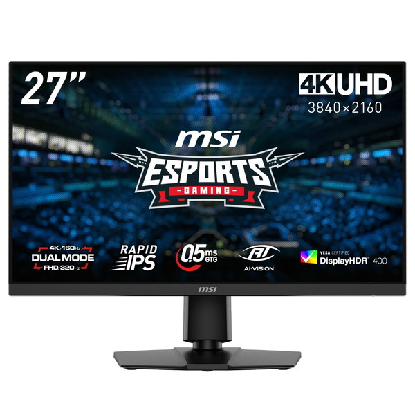 MSI ゲーミングモニター 4K 160Hz / フルHD 320Hzを自由に切り替えできる デュアルモード搭載 MAG 272URDF E16 27インチ / 4K UHD (3,840×2,160) / 160Hz (フルHD設定時:320Hz) / 0.5ms (GTG 最小値) / ブルーライトカット 4711377307345-ds