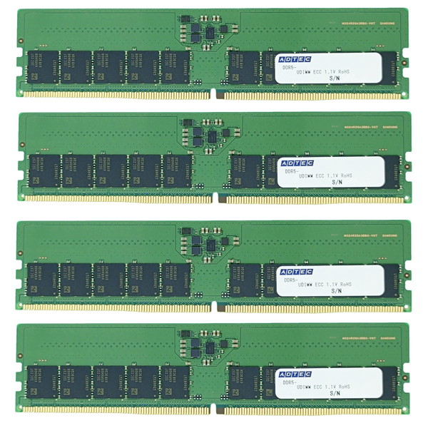 ADTEC DDR5-5600 UDIMM ECC 32GB (2Rx8)&times;4枚組 ADS5600D-E32GDB4 6年保証 サーバー ワークステーション用 増設メモリ アドテック【納期要確認・キャンセル不可・北海道沖縄離島配送不可】 -お取り寄せ- 4946516103742-ds｜パソコンパーツのアプライド